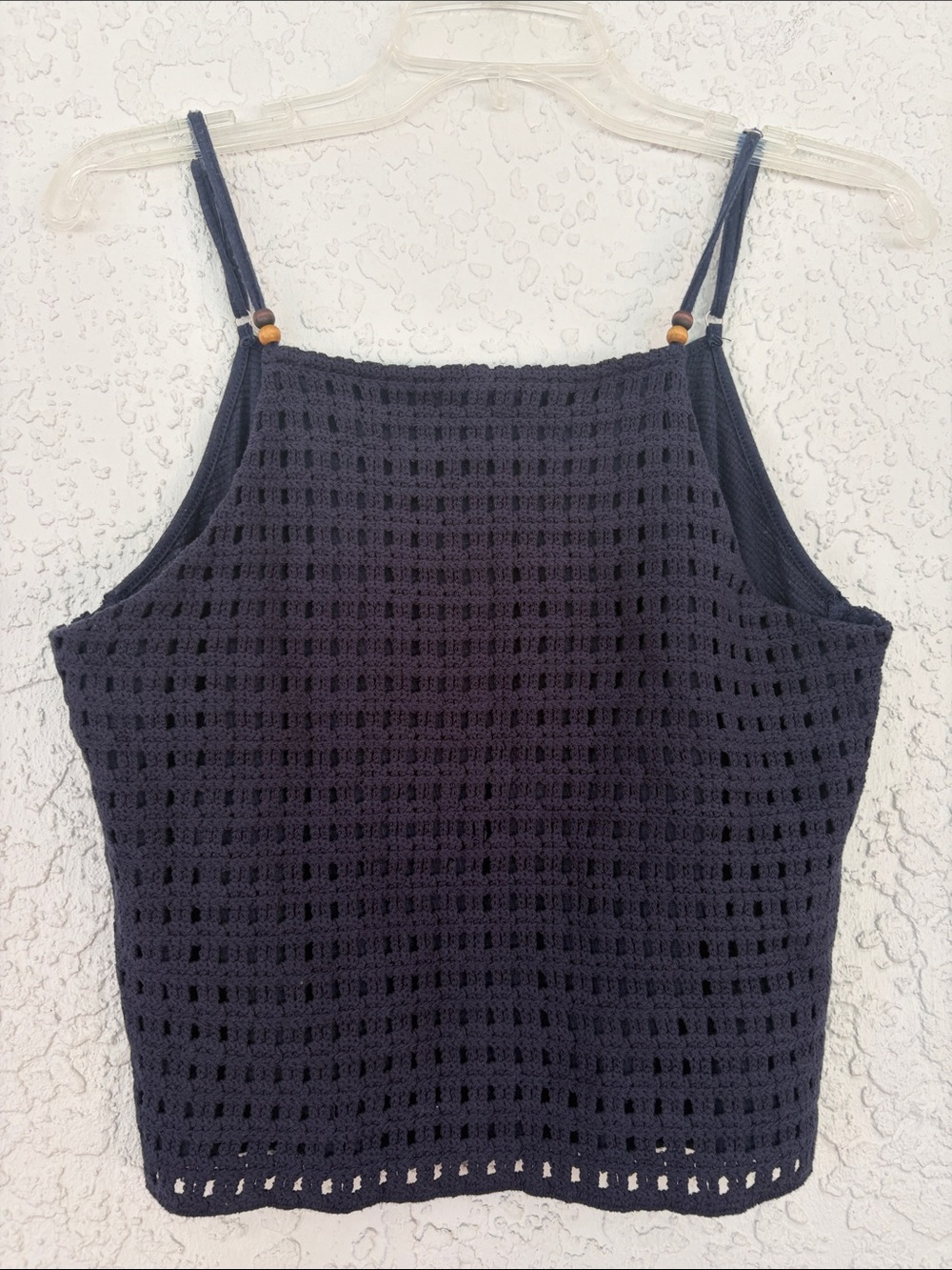 love on a hanger Navy Crochet Square-Hole Tank Top size L